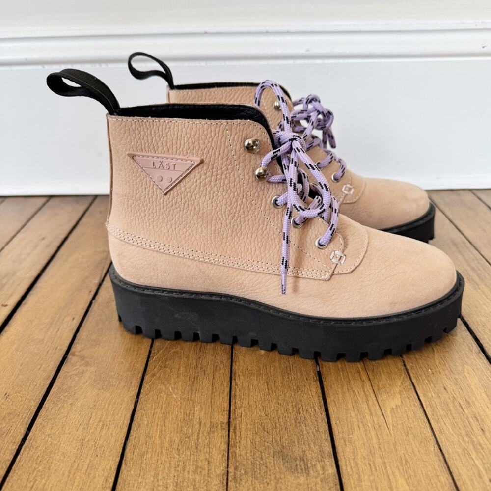 Last Rock Nubuck Leather Chunky Platform Sole Lace Up Boot 36 / 6 -7 Blush Pink - Picture 7 of 12